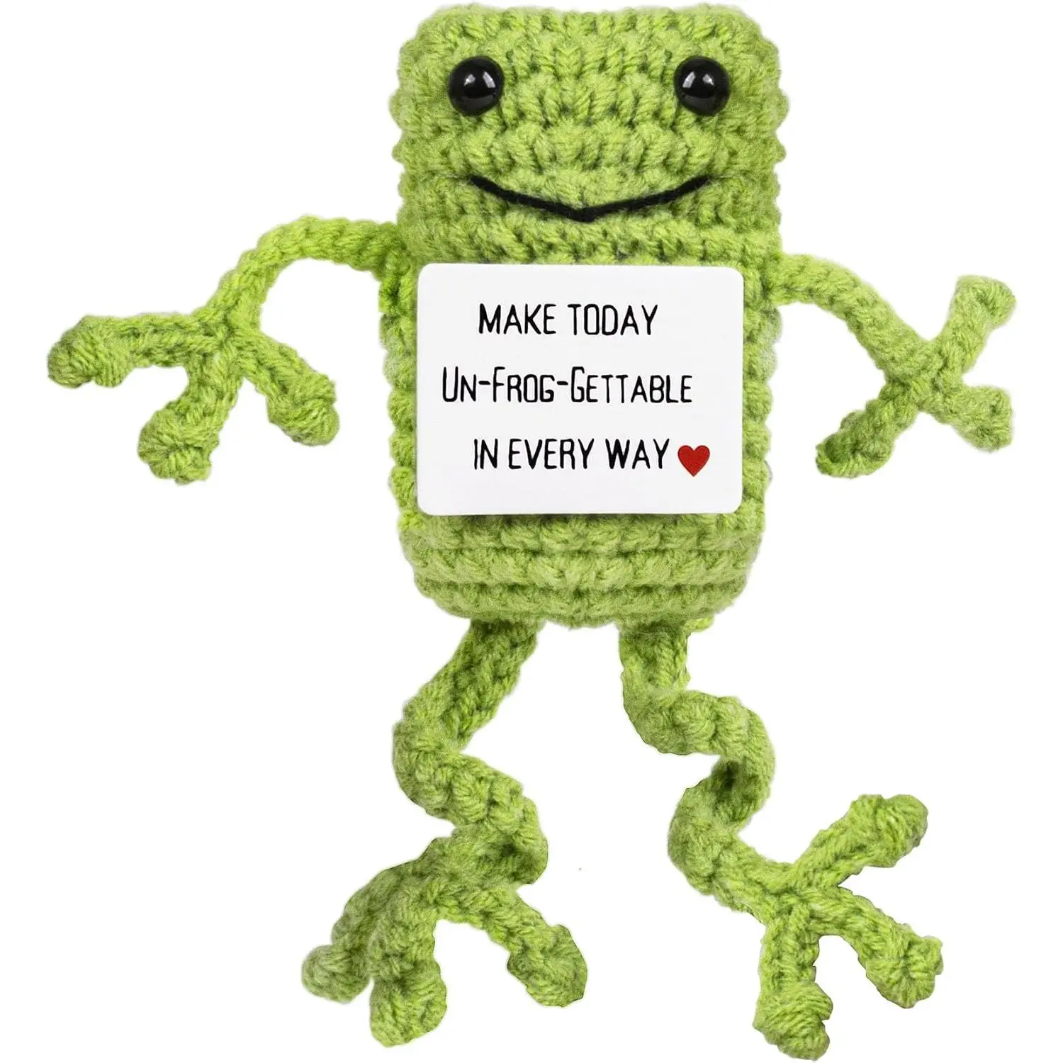 Positive Frog Crochet with Affirmations Cards, Desk Decor  | Cute  Frogs Design,  Up Decor for Desk, Office and , Novelty Gifts for , Coworkers and Family