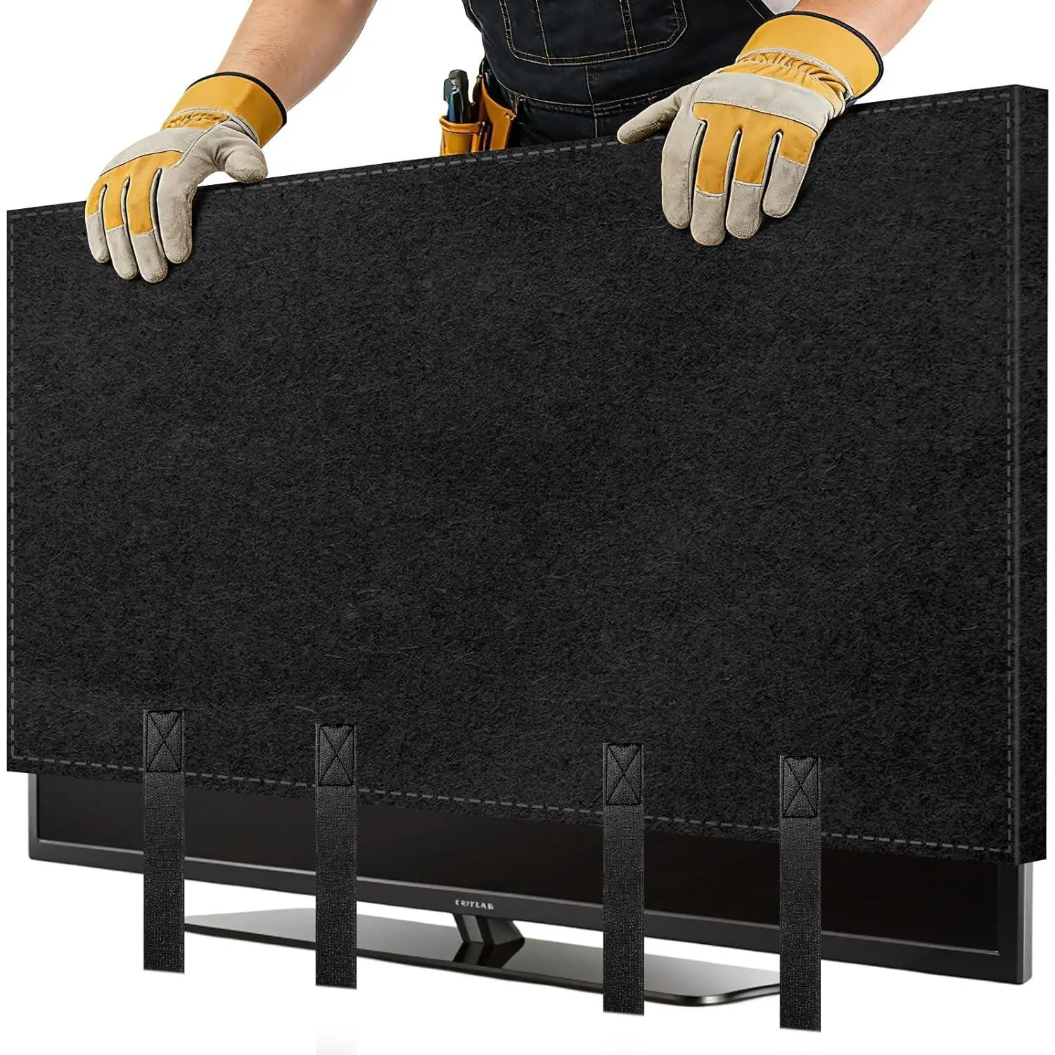 TV Cover for Moving, Fits to 60"- 65" Flat TV Screen Protector with Bottom Strap, Dust Anti-Scratch TV Moving Cover for Protection House Moving, Painting, Home Renovation, Pet Scratch
