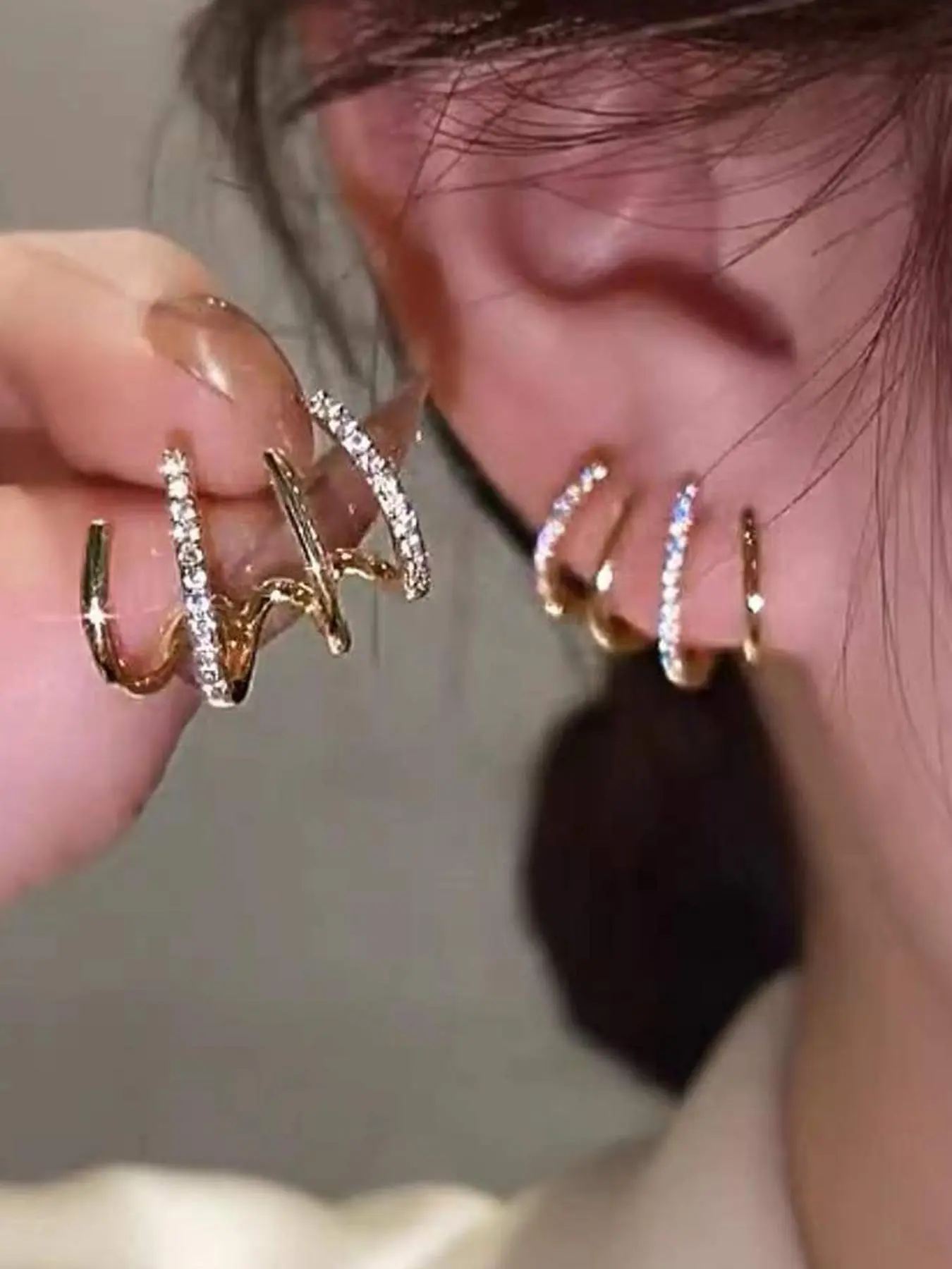 Four Claw Diamond Earrings Sparkling Ear Jewelry