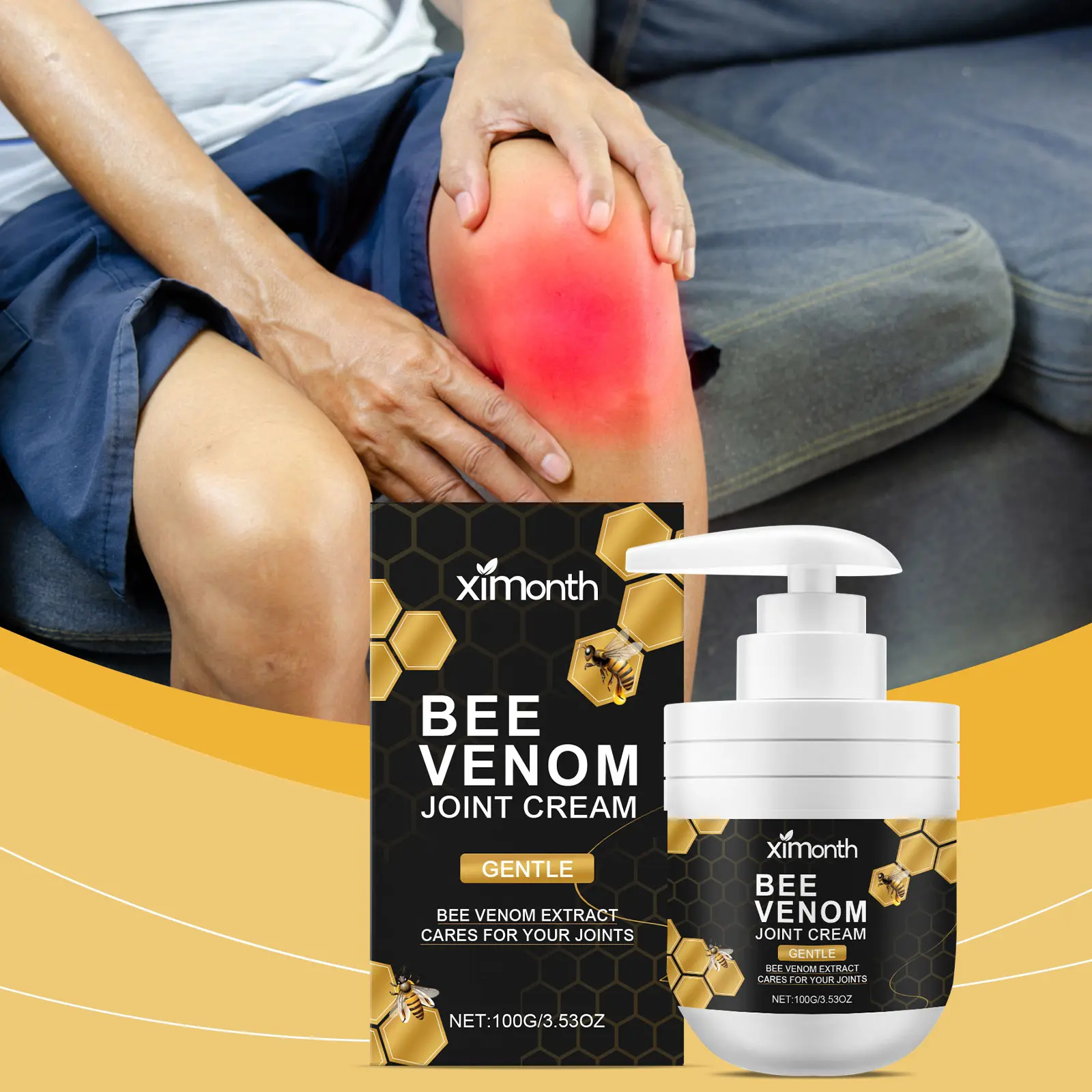 Bee Venom Massage Cream - Gentle External Body Care Balm for Joint & Muscle Relief, Daily Nourishing Topical Skin Cream with Leaf Herbal Extracts Relief Cream