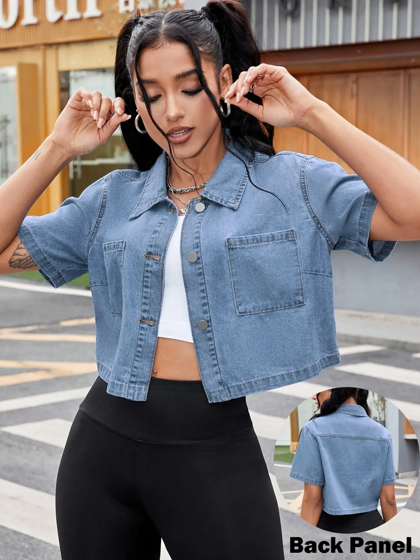 Casual Fashion Daily Pocket Women's Denim Jacket, Stylish and Comfortable, Perfect for Everyday Wear, Trendy Outerwear for Ladies