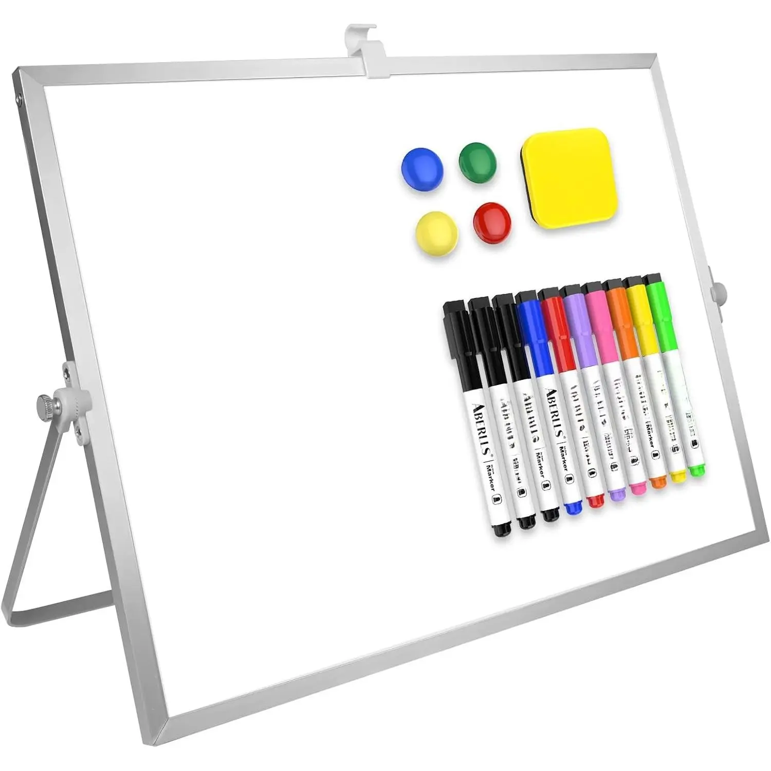 Dry Erase White Board with Stand, 16" x 12" Desktop White Board | Double-Sided Dry Erase Board, Whiteboard Easel, Portable Small White board dry erase for Drawing, Office, , Memo