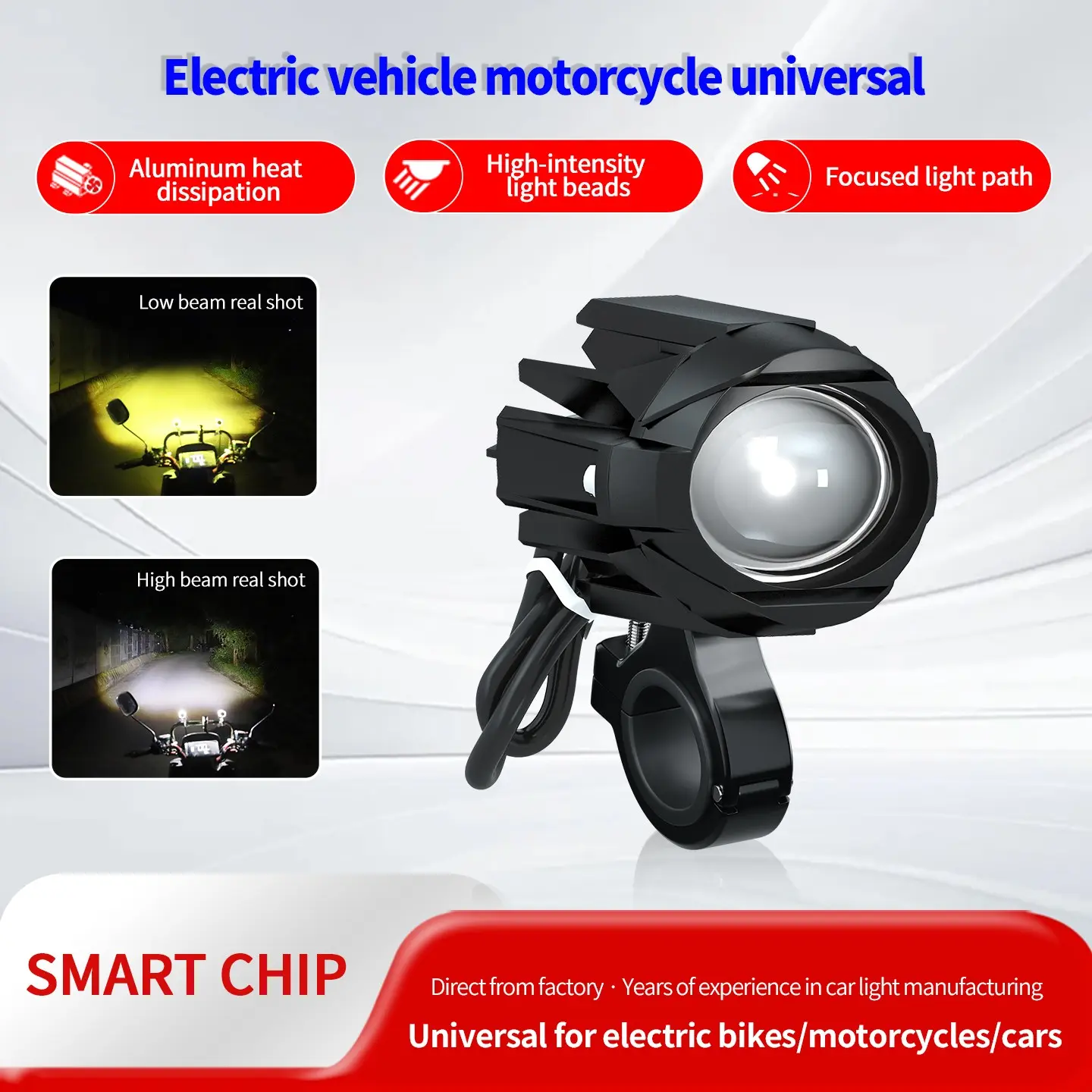 2-Pack Motorcycle LED Headlights, Dual and Light, Scooter Auxiliary Beam, Off-Road Car Work Lights, Front Fog Lamps, Motorcycle Led Spotlight