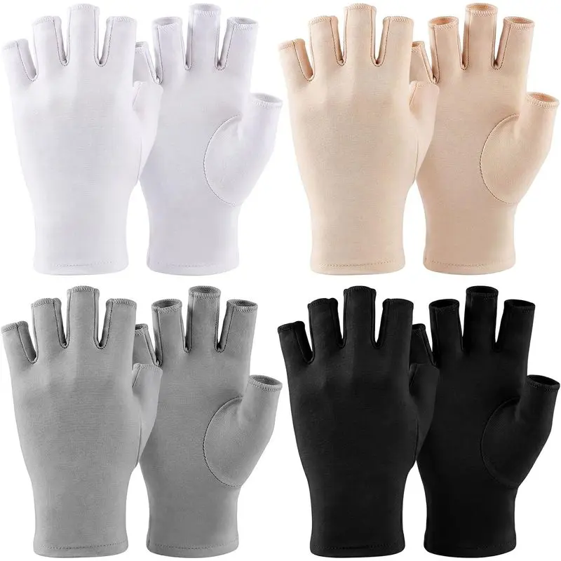 4 Pairs Sun Protection UV Gloves for Women Fingerless Hand UV Protection Glove for Gel Manicures Summer Driving Biking