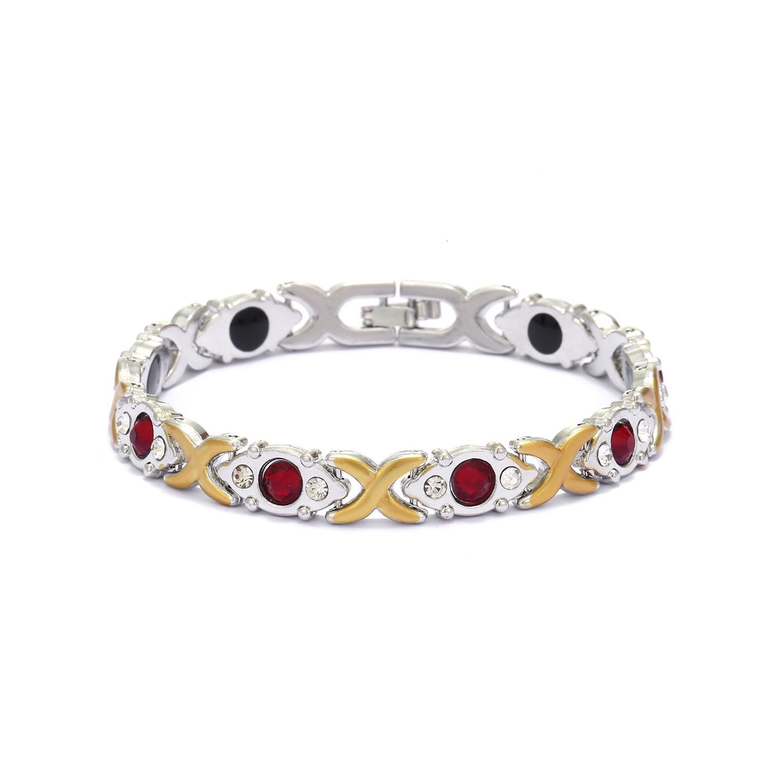 Fashionable Detachable Energy Magnet Bracelet, Eco-friendly Alloy with Diamonds, Adjustable Women's Bracelet