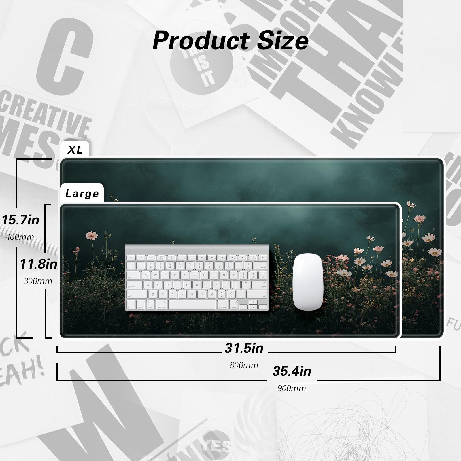 Flower Pattern Mouse Pad, 1 Count Rectangle Gaming Mouse Pad, Large Mouse Pad with Stitched Edges, Keyboard Mouse Mat for Work, Game, Office, Home, Desktop Accessory