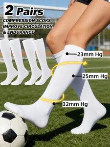 2 Pairs Men Women Compression Socks, Varicose Vein Tights Socks,Summer Breathable Soft Calf Ondas Con Calcetines Socks, Relief Swelling Pain, Suitable For People Who Stand For Long Periods & Sports Football Match Socks