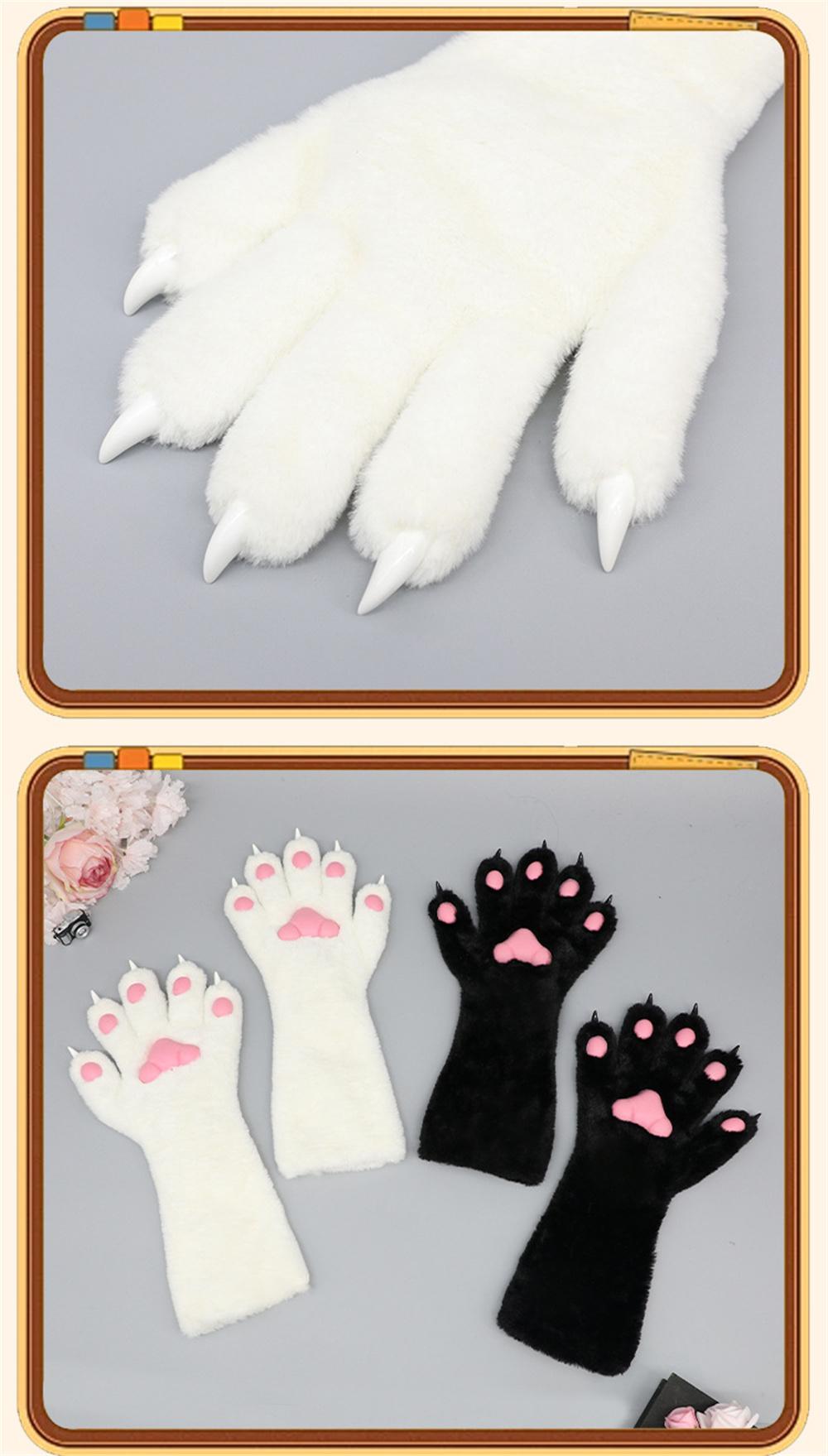 6 Colors Girls Women Cat Paws Gloves Anime Plush Cosplay Accessories Comic-con Stage Show Party Fursuit Mittens Furry Kig Claw