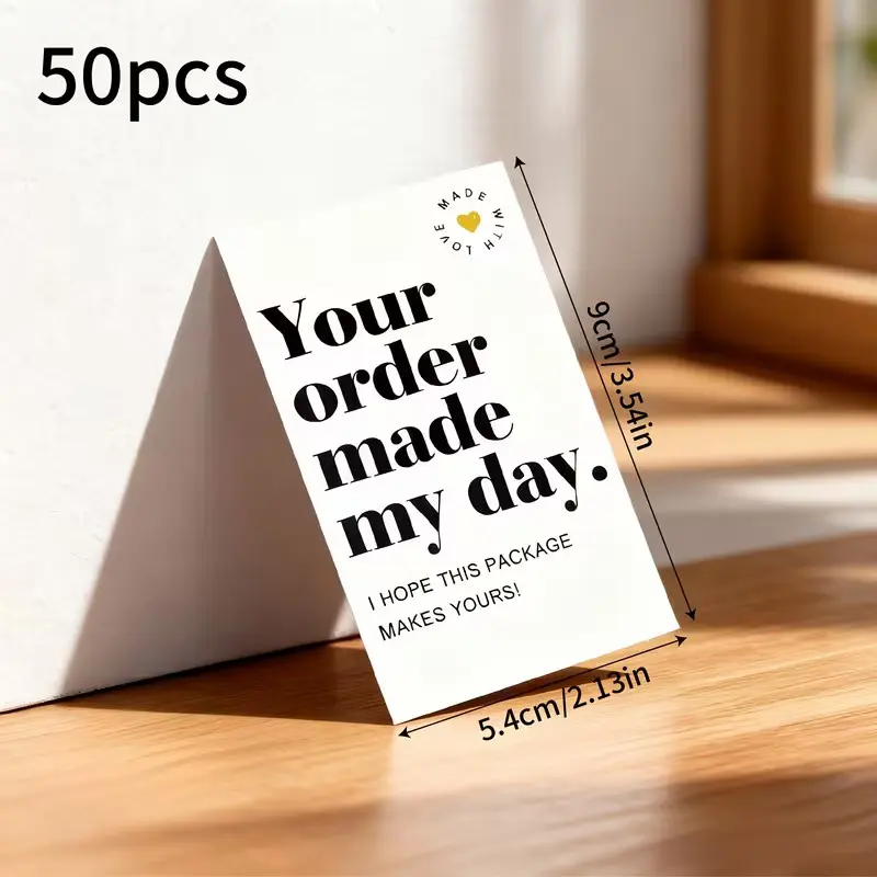 50 Business Thank You Cards, Essential Customer Appreciation, Post-Purchase Cards, Heart Design, Online Store Orders
