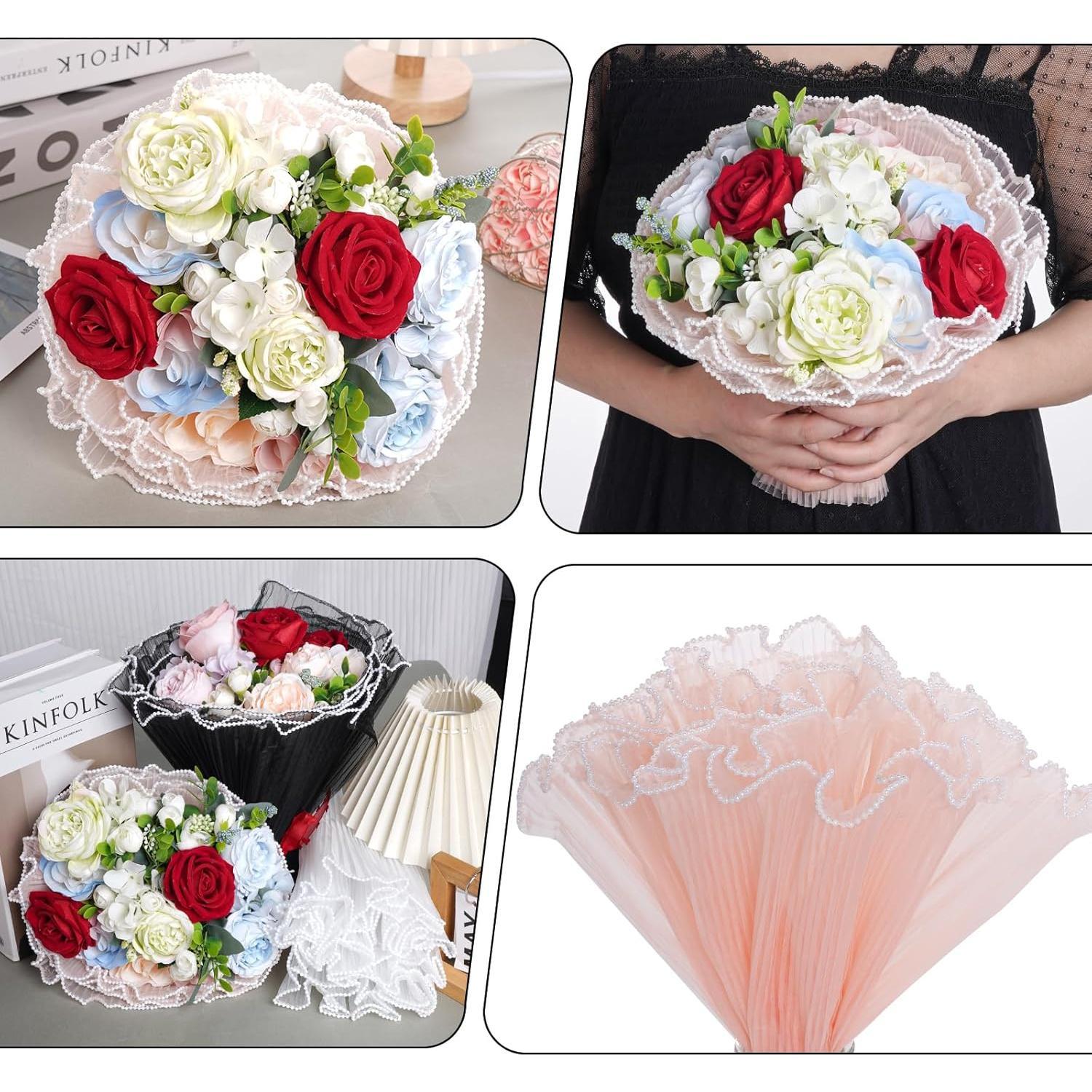 3 4.37 Yard Flower Wrapping Mesh Paper Mesh Wrapping Paper Edge Bouquet Packaging Paper Wrinkled Translucent for Mother's Day Valentine's Day Florist Wedding 3 4.37 Yard Flower Wrapping Mesh Paper Mesh Wrapping Paper Edge Bouquet Packaging Paper Wrinkled Translucent for Mother's Day Valentine's Day Florist Wedding