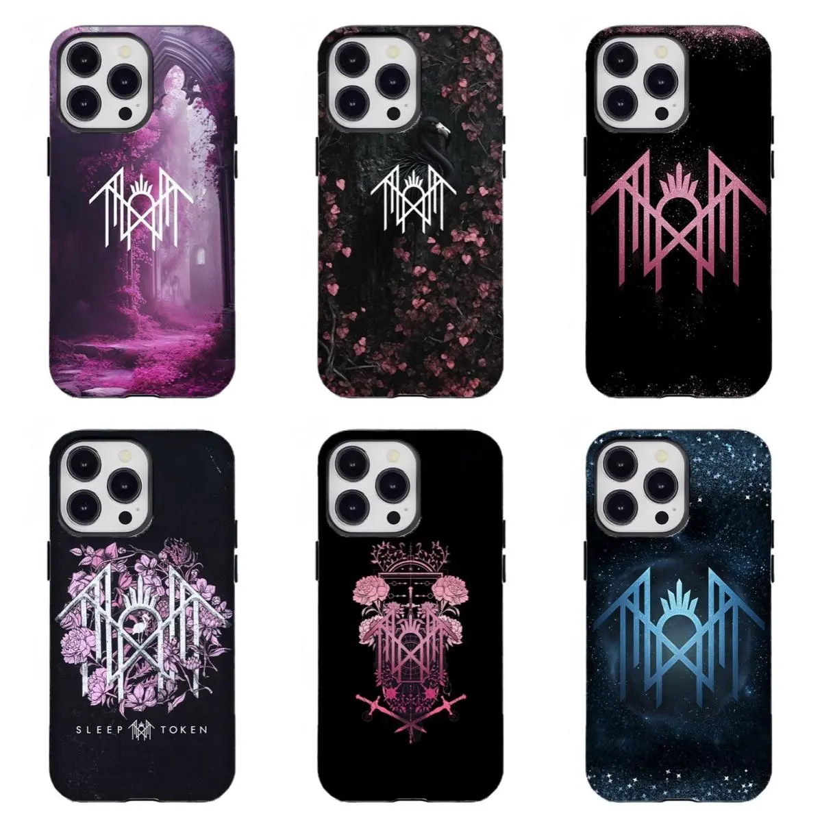 S-Sleep-Token Band Custom Durable Wireless Smartphone Case - Gothic Floral Sigil Aesthetic Design, Handheld Cellphone Device Accessory with Resistance for iPhone 12-17,for Samsung S21-S25, Vessel Fans Gift