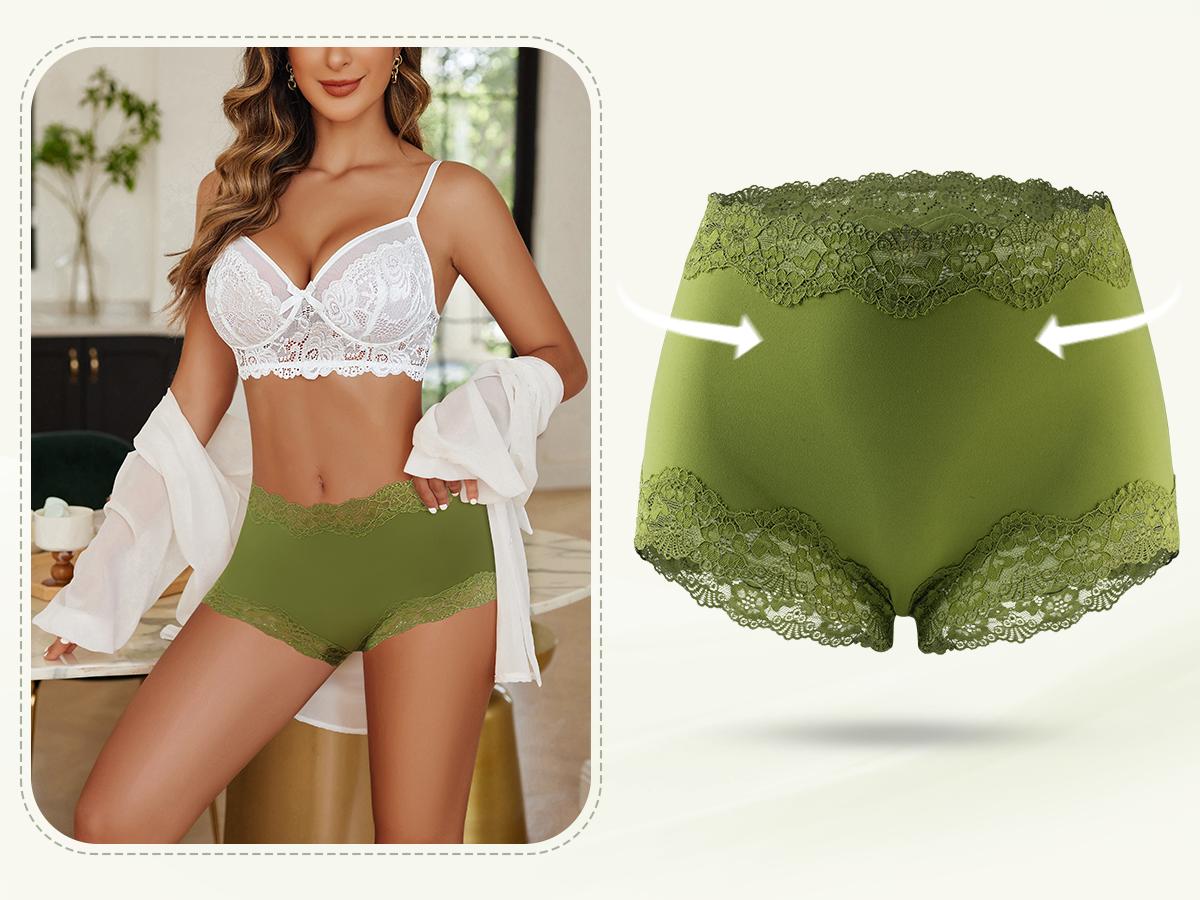 LEVAO Boy Shorts Underwear for Women Lace Full Covreage Boxer Briefs Pantie 5 Pack S-XL