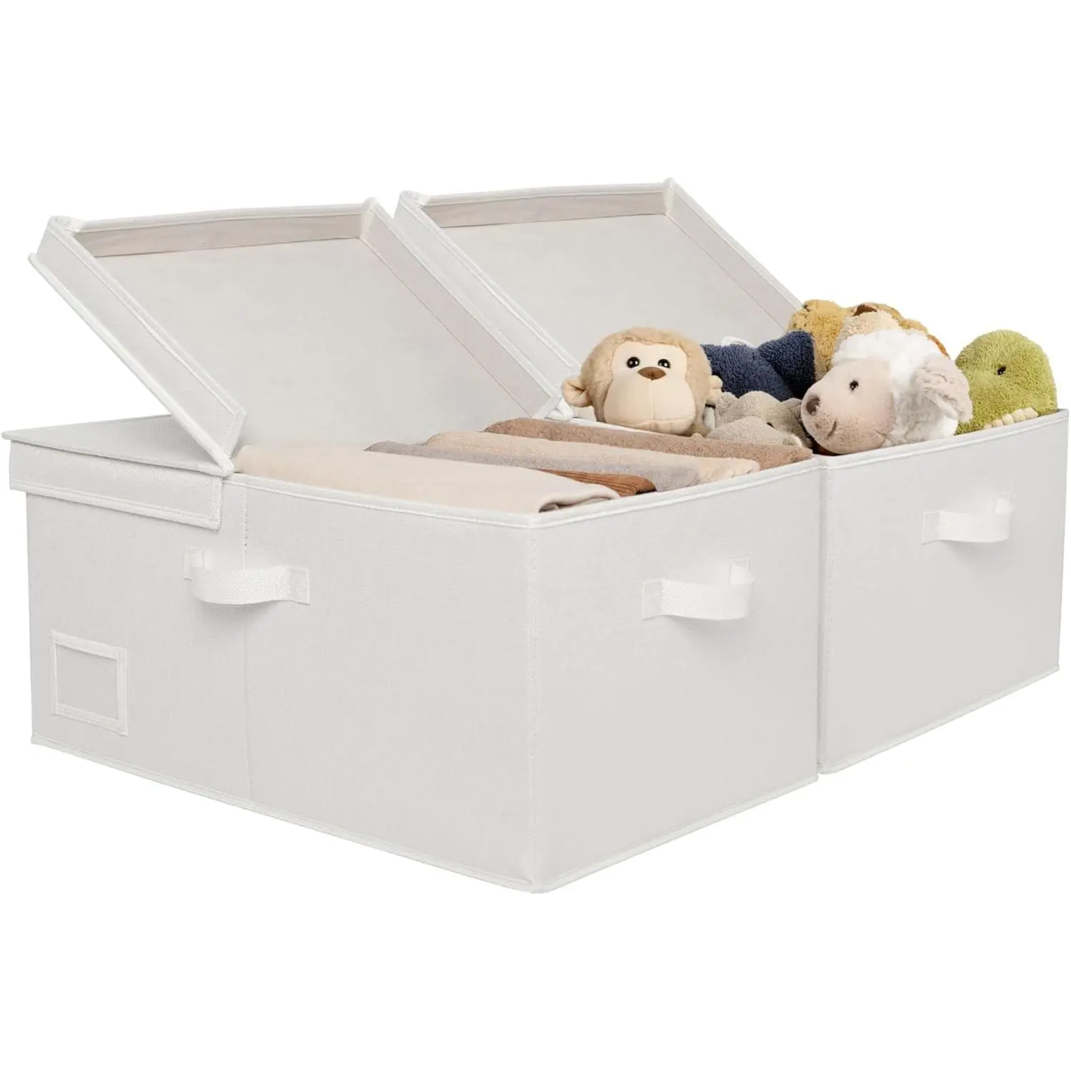 Fabric Storage Bins with Lids, Decorative Storage Boxes, Closet Basket for Shelves, Extra Large Storage Bins for Clothes, Toy Storage Chest, Ivory, 2-Pack