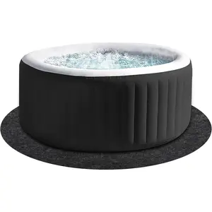 86-Inch Dia Round Bath Mat, Washable Above Ground Protector Pad with Water-Absorbent, Water-Repellent Slip-Proof Backing, Portable Spa Pool Accessory for 85-Inch Diameter Hot Tub, Car Fixing, Easy to Store