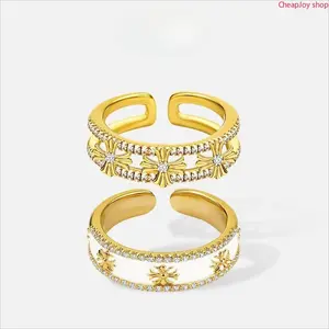 2026 2pcs Cross Promise Rings for Women Eternity Stackable Wedding Open Band Adjustable Finger Statement Engagement Gifts Nickel Free Lead Free  Valentine's Day gift