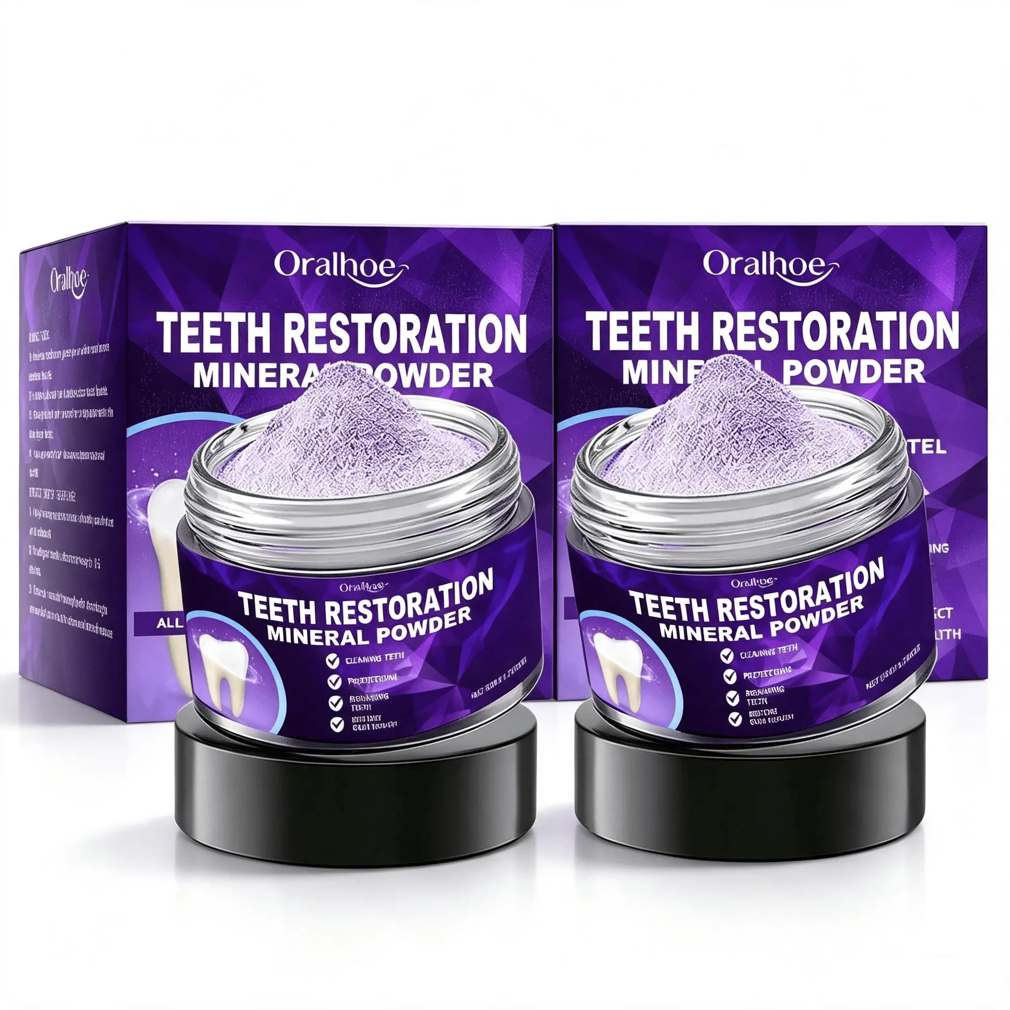 Purple Teeth Whitening Powder | Color Corrector for Yellow Teeth, Mint Fresh Breath, Stain Removal, Travel Size Tooth Powder brighter-looking