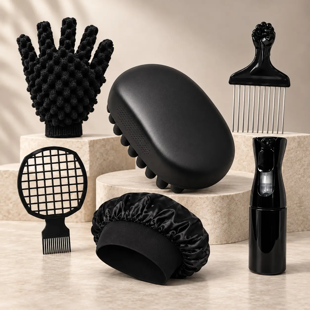 6-Piece Silicone Curling Brush Set, Afro Hair Styling Comb, Natural Curl Massage Brush, Portable Hair Care Tool, Unisex Haircare Kit