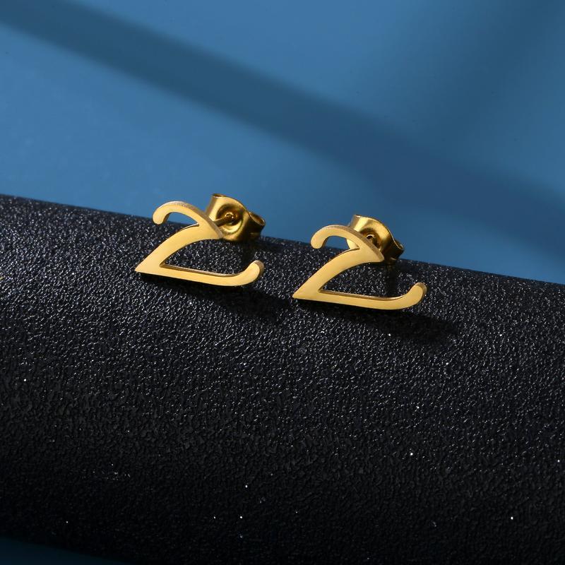 1 Pair Initials Earrings Stainless Steel 26 English Letters Personalized Letter Earrings for Men And Women Valentine'S Day Mother'S Day Thanksgiving Birthday Souvenirs