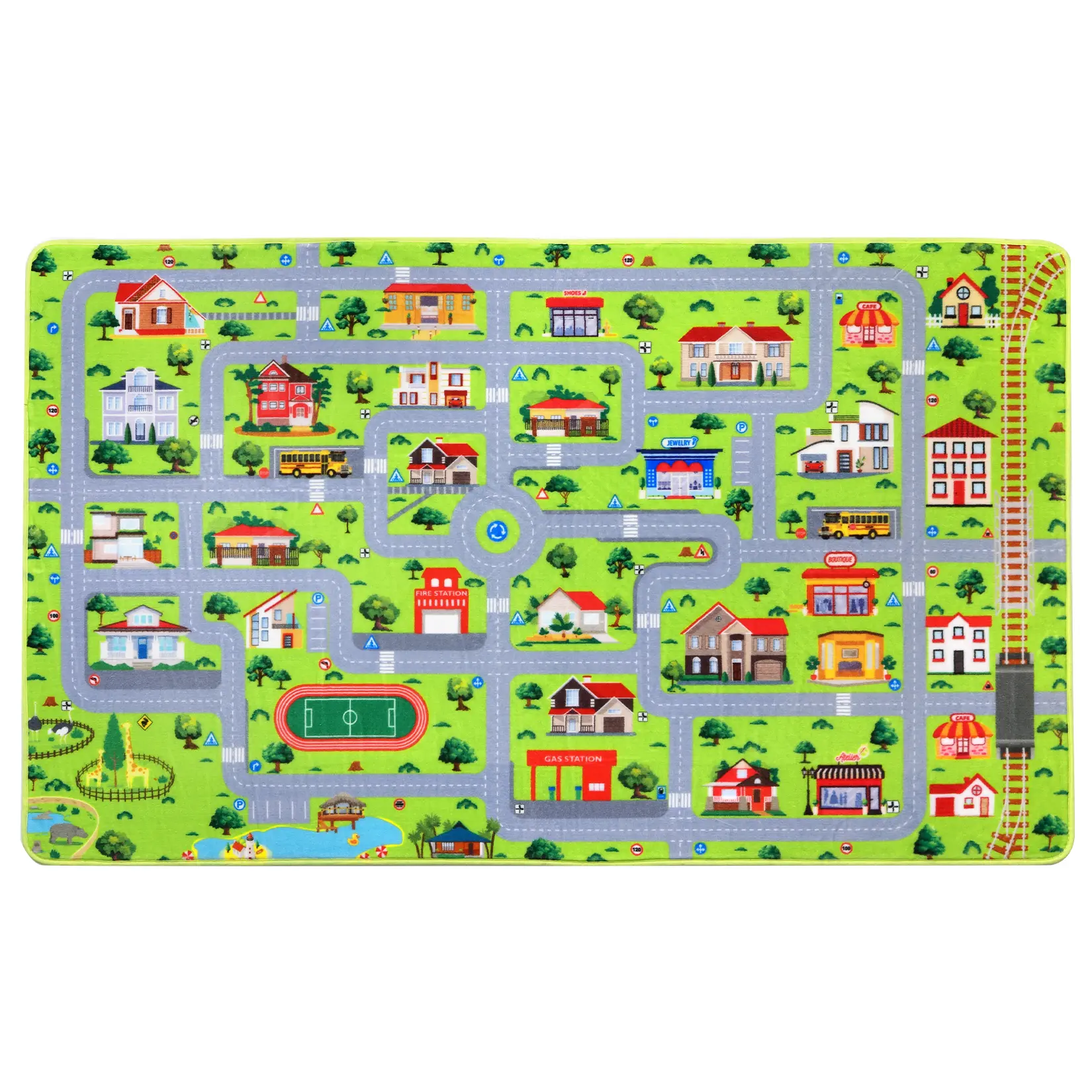 Extra Large Kids City Road Play Mat Rug, Non-Slip Soft Educational Car Track Carpet for Nursery Bedroom Playroom, Durable Mark Resistant Play Rug for Boys and Girls