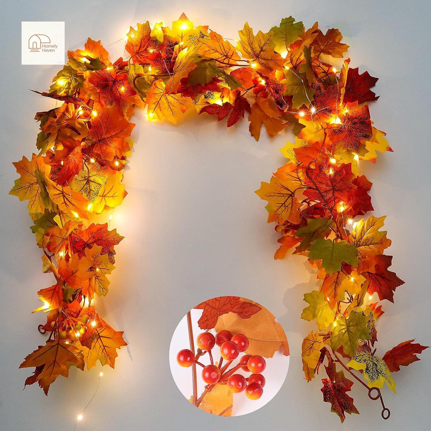 Fall Vines, Artificial Maple Leaves Garland Hanging Vines Holiday Home Decor Party Favor