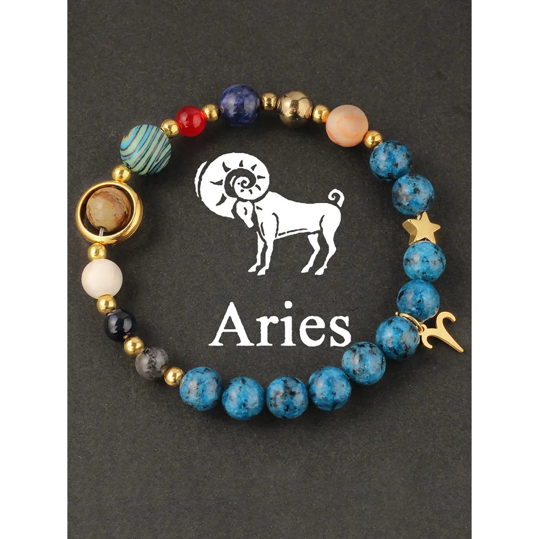 Zodiac Beaded Crystal Bracelet with Crystal Stones & Charms, Casual Fashion Costume Jewelry for Men-Women, Ideal Birthday Gift Accessory, Beading