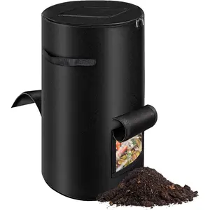 Compost Bins Outdoor with Observation Windows, 34 Gallon Reusable Home Compost Bucket for Outside Garden, Backyard, Heavy Duty Nonwoven Fabric Yard Waste Bag (1 Pack, Black)