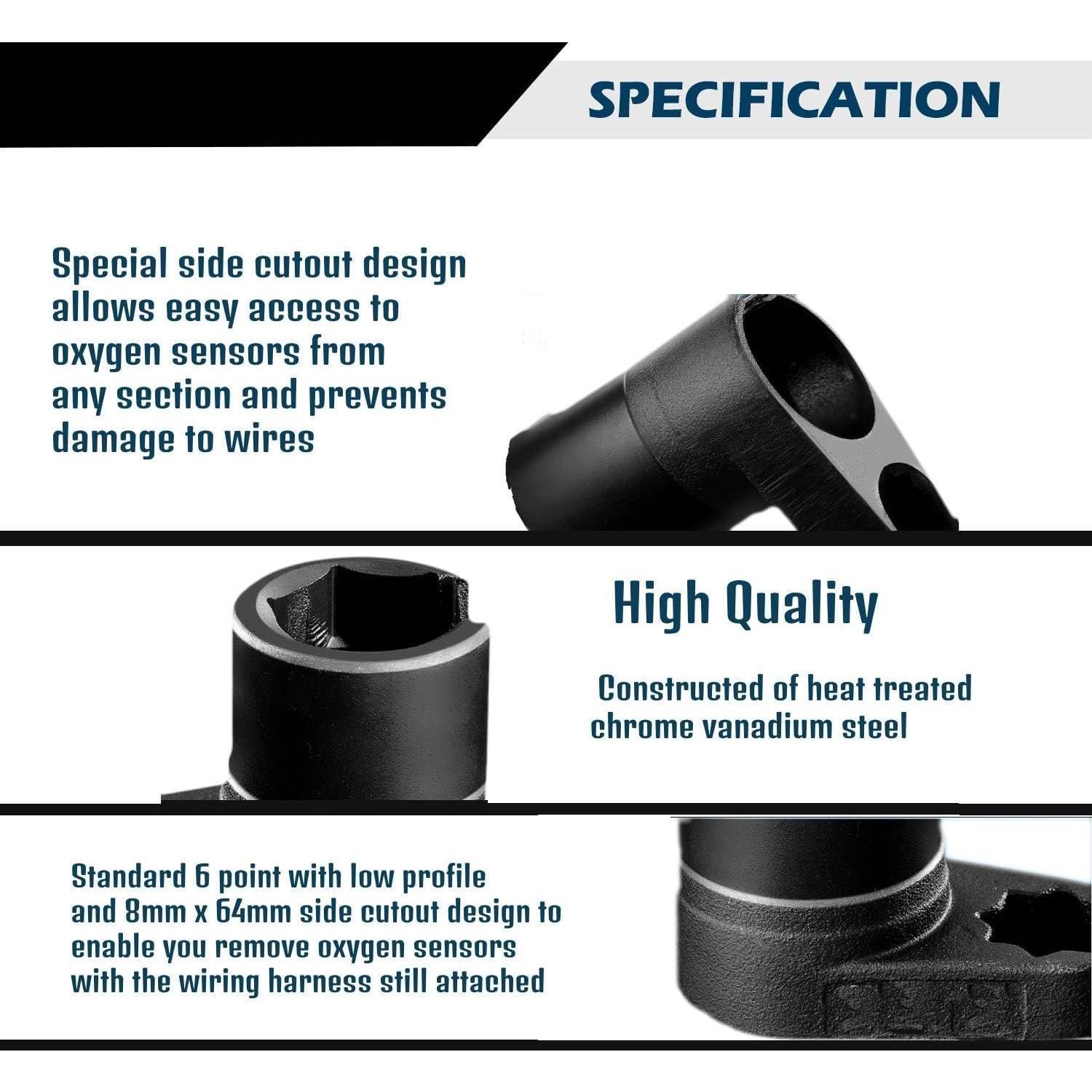 7 count  Sensor Socket Set, O2 Sensor Removal Kit, Oil  Sensor Socket Wrench Set