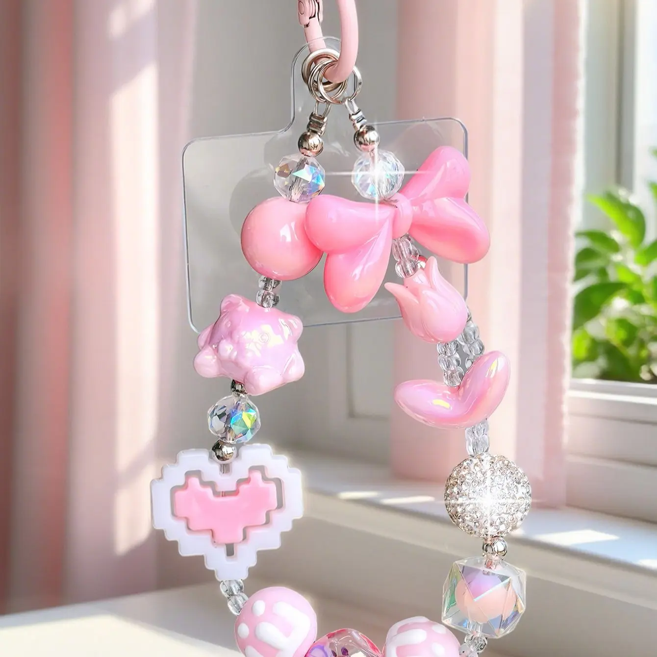 Fantasy Phone Lanyard, Butterfly Heart Beaded Chain, Multi-Use Anti-Loss Bag Car Key Charm, Perfect Gift for Mother, Family, Friends
