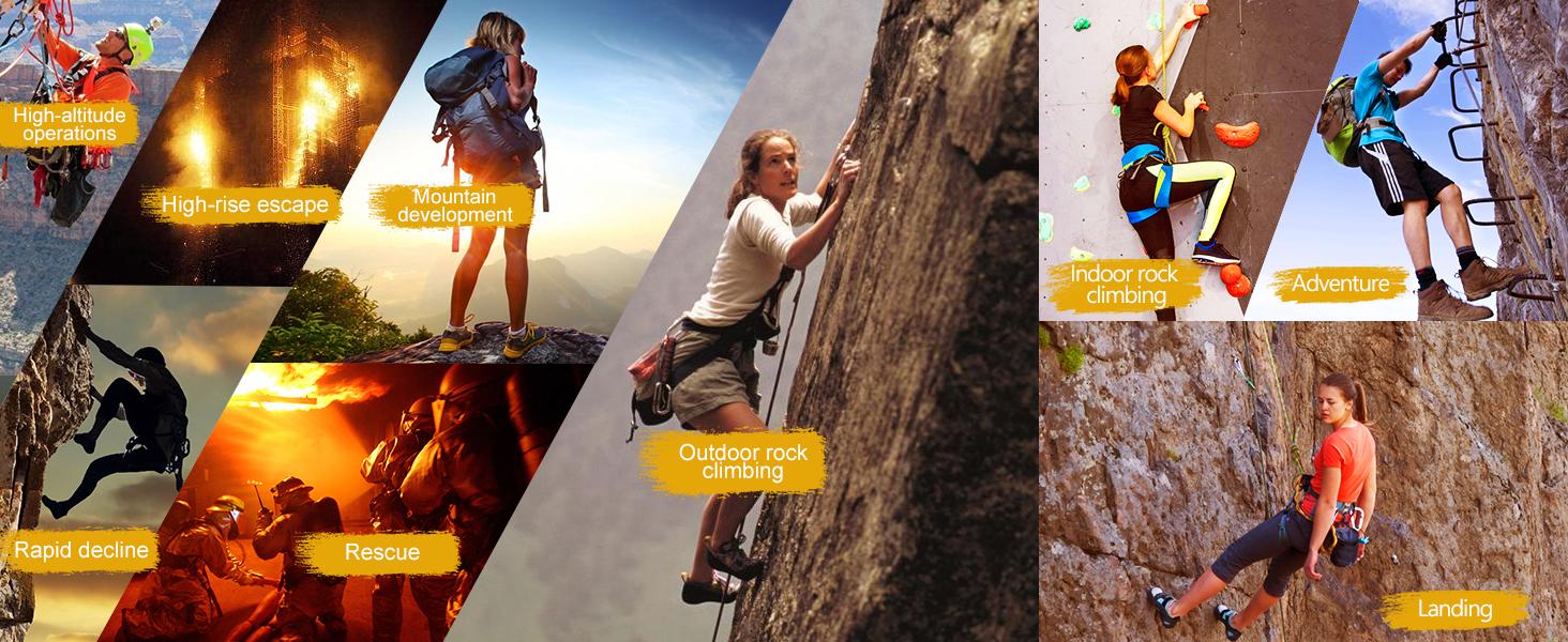 AGS X XBEN Thicken Climbing Harness, Protect Waist Safety Harness Gear, Wider Half Body Harness for Roofing Fire Rescuing Rock Climbing Rappelling Tree Climb