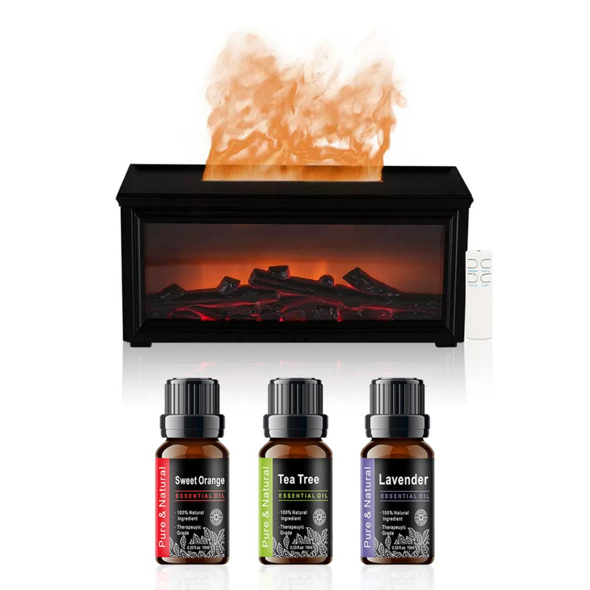 5-in-1 Ultrasonic Air Humidifier & Essential Oil Diffuser with Flame Effect Night Light – Aromatherapy for Home, Bedroom, Office