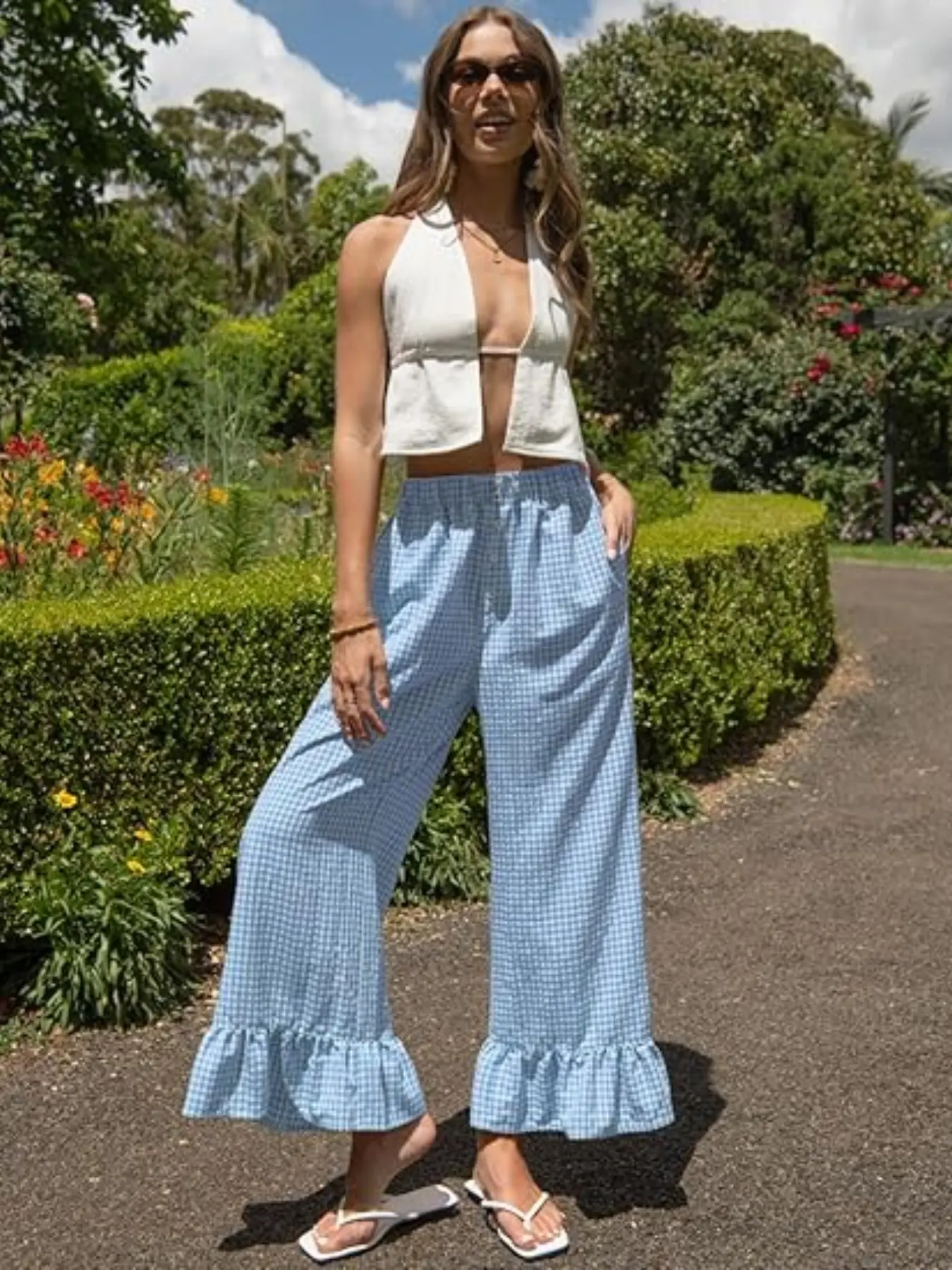 2026 Fall New Four-Season Trendy Streetwear Casual Long Pants, Nine-Inch Loose Fit Plaid Pants for Women, Fashionable and Comfortable