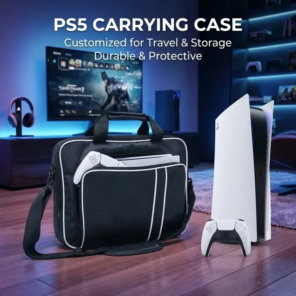 Ps5 Travel Protection Bag, Compatible with Ps5 Disc/digital Console, Includes Controller, Game Cards, Earphone Storage, No Device Included, Carrying Bag