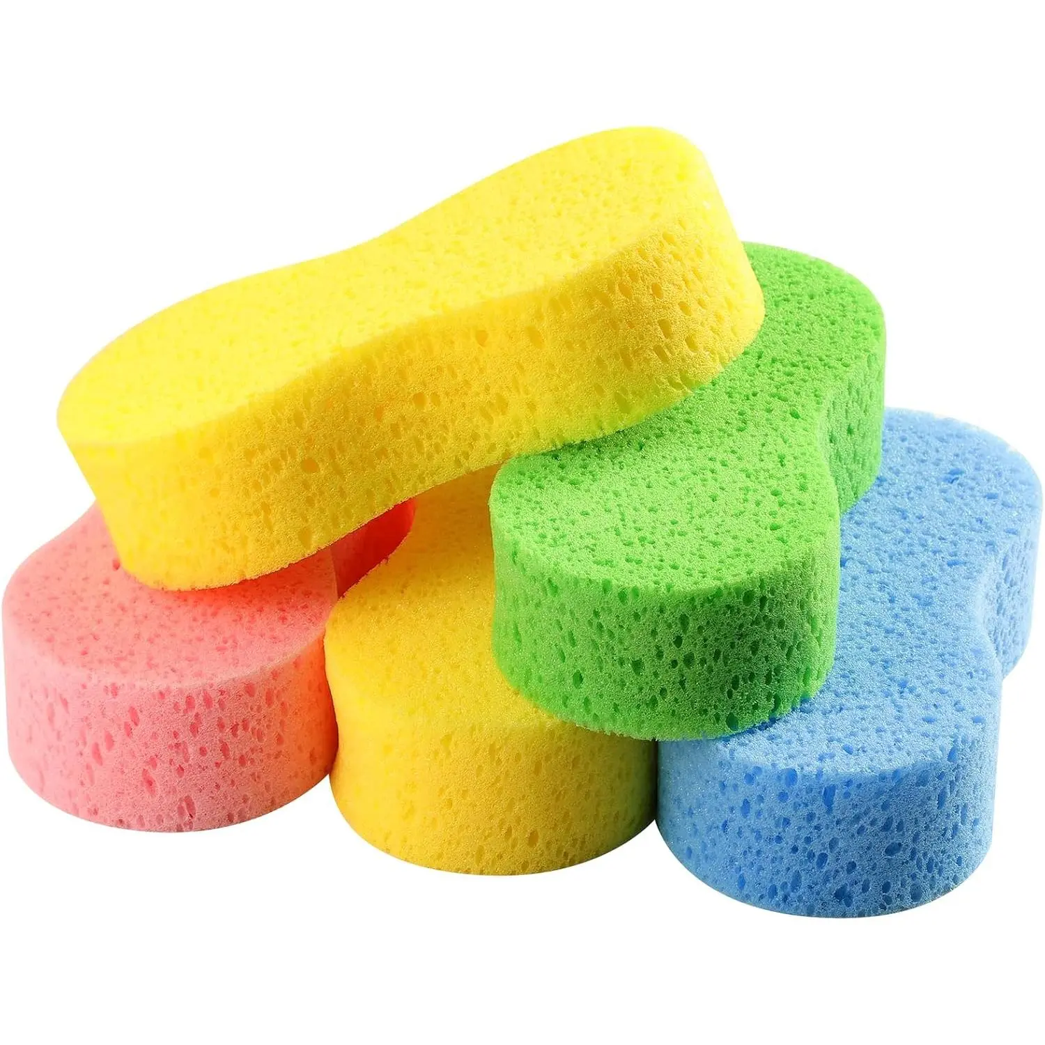 Polyester Cleaning Sponges, 5-Pack Utility Size Extra Thick Multi-Purpose Cleaning Tools, 9.1"x4.3"x2.4" Large Sponges for Kitchen/Bath Household Use