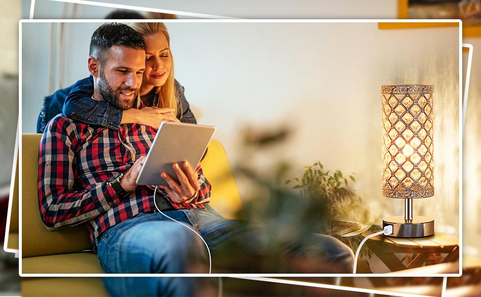 Touch Control Crystal Table Lamp Set of 2 Bedside Nightstand Lamps with 2 USB Charging Ports, 3-Way Dimmable, K9 Crystal Decorative Desk Lamp for Bedroom, Girls Guest Room, Living Room, Bulbs Included Touch Control Crystal Table Lamp Set of 2 Bedside Nightstand Lamps with 2 USB Charging Ports, 3-Way Dimmable, K9 Crystal Decorative Desk Lamp for Bedroom, Girls Guest Room, Living Room, Bulbs Included