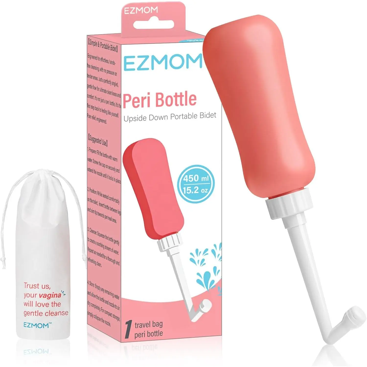 15oz Upside Down Peri Bottle for Postpartum Care, Portable Handheld Travel Bidet Sprayer, Perineal Cleansing & Recovery Essential, Postpartum Must‑Have for New After Birth