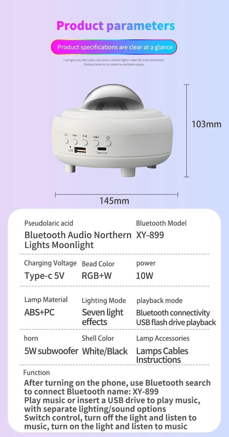 UFO Spaceship Projection Starry Sky Lamp with Bluetooth Speaker LED Lights Bedroom RGB Aurora Moon Lamp for Room Decor Christmas Kids Gift Dual Control Options USB Drive Compatible