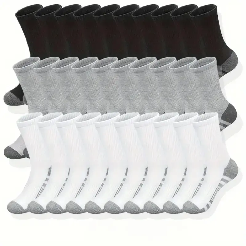 Men's Striped Mid-Calf Crew Socks Multipack - Breathable Cotton Blend, Classic Casual Pattern, Soft Stretchy, All Seasons Daily Wear, Father's Day Groomsmen Gift, Cold Wash, Do Not Iron Bulk Sock Set