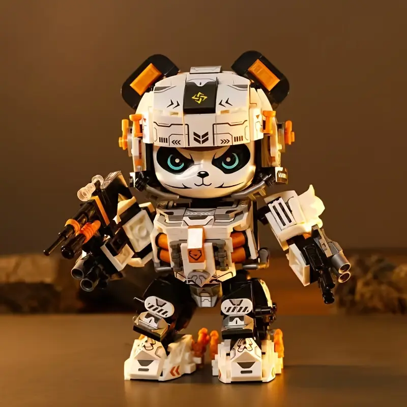 525pcs Mecha Panda Building Blocks, Astronaut Series, Assembly Toy Bricks Collection Display, Fashionable Trend, Home Living Room Decoration, Children's Model, Desktop Ornament, Home Decor, Christmas Gift, Birthday Gift, Safe Material, Stur