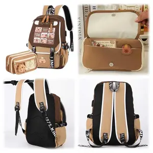 Cartoon Capybara Backpack with Pencil Case Cute Kawaii Backpack Large Aesthetic Rucksack Capybara Flap Backpack for Students
