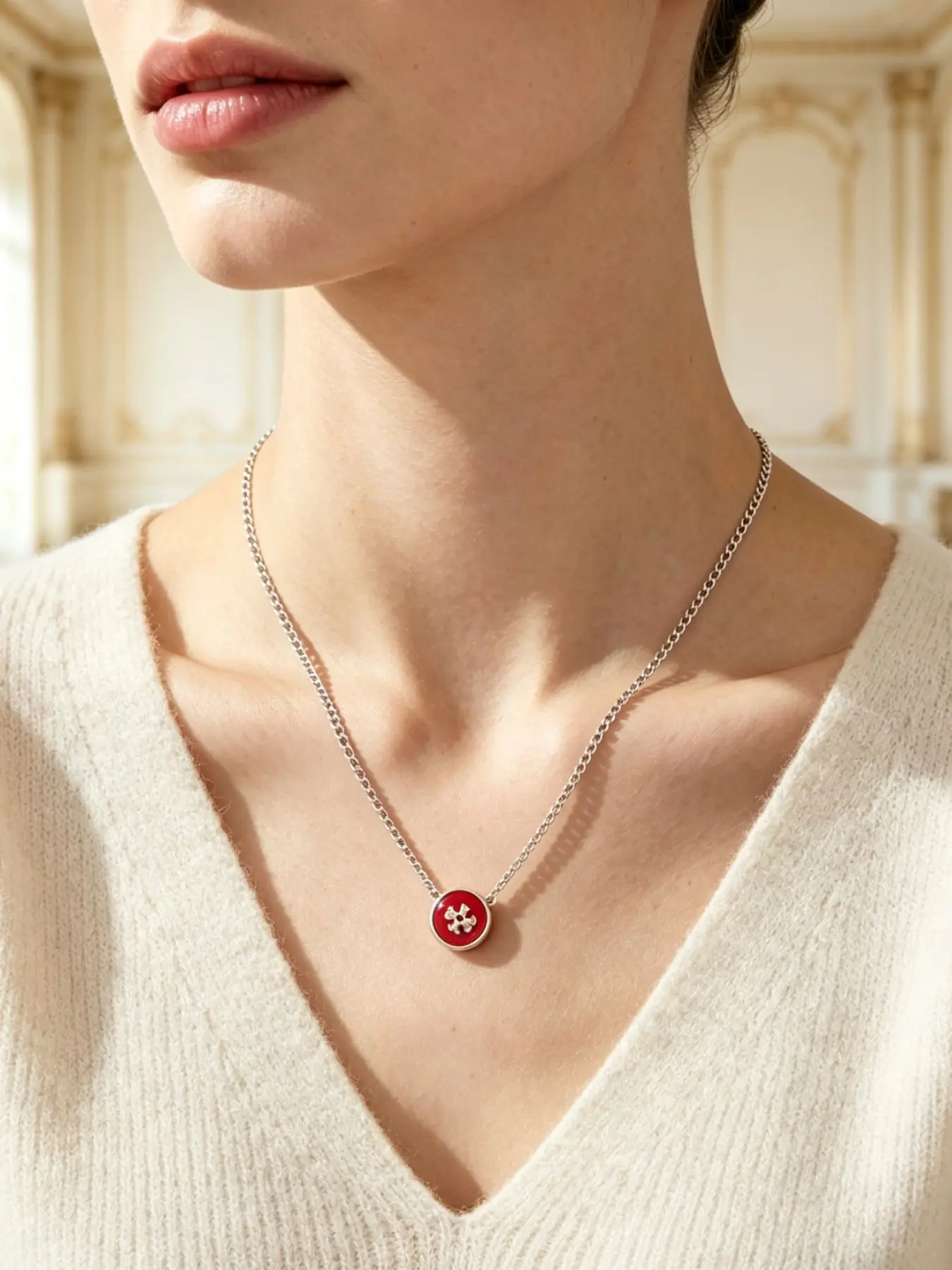 New Women's Collar Chain, Fashionable Lightweight Enamel Round Plate Necklace, Multi-Color Minimalist Design, Suitable for Daily Commute