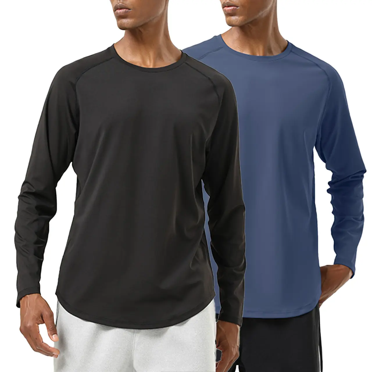 1/2-Pack Men's Long-Sleeve Base Layer Tee with a Athletic Fit and Breathable Fabric, Built as Versatile Fall Fashion Outfit for Running, Training, and Everyday Casual Wear.