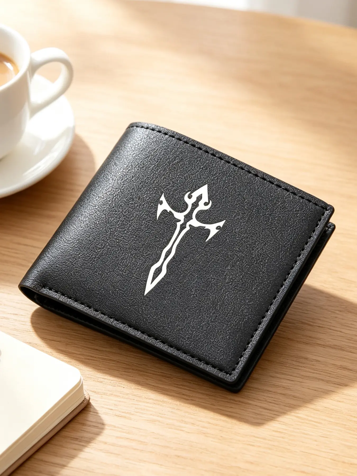 Men's Cross Pattern Wallet, Gothic Metal Style Bifold Purse, Credit Card Holder, Multi-Card Slots Large Capacity Card Holder, Niche Streetwear Wallet for Faith & Culture Enthusiasts, Ideal Gift
