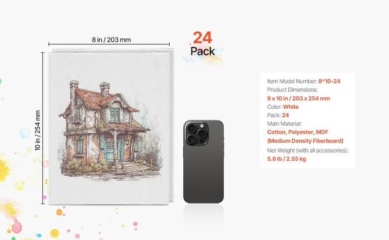 VEVOR Canvas Boards for Painting 24 Pack 8 x 10 Inch Blank Canvases for Painting