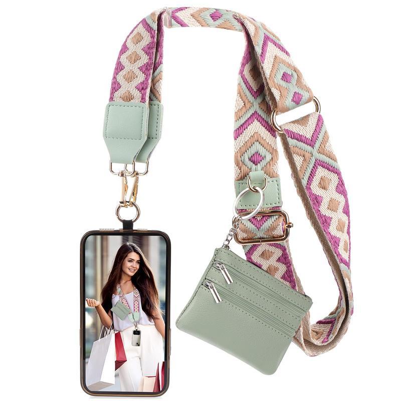 Clip and Go Crossbody Phone Lanyard with Built-In Wallet & Zipper Pouch, Adjustable Strap, All-in-One Holder for Roller Coasters, Durable Phone Charm, Perfect Mothers Day Gift for Android Phones