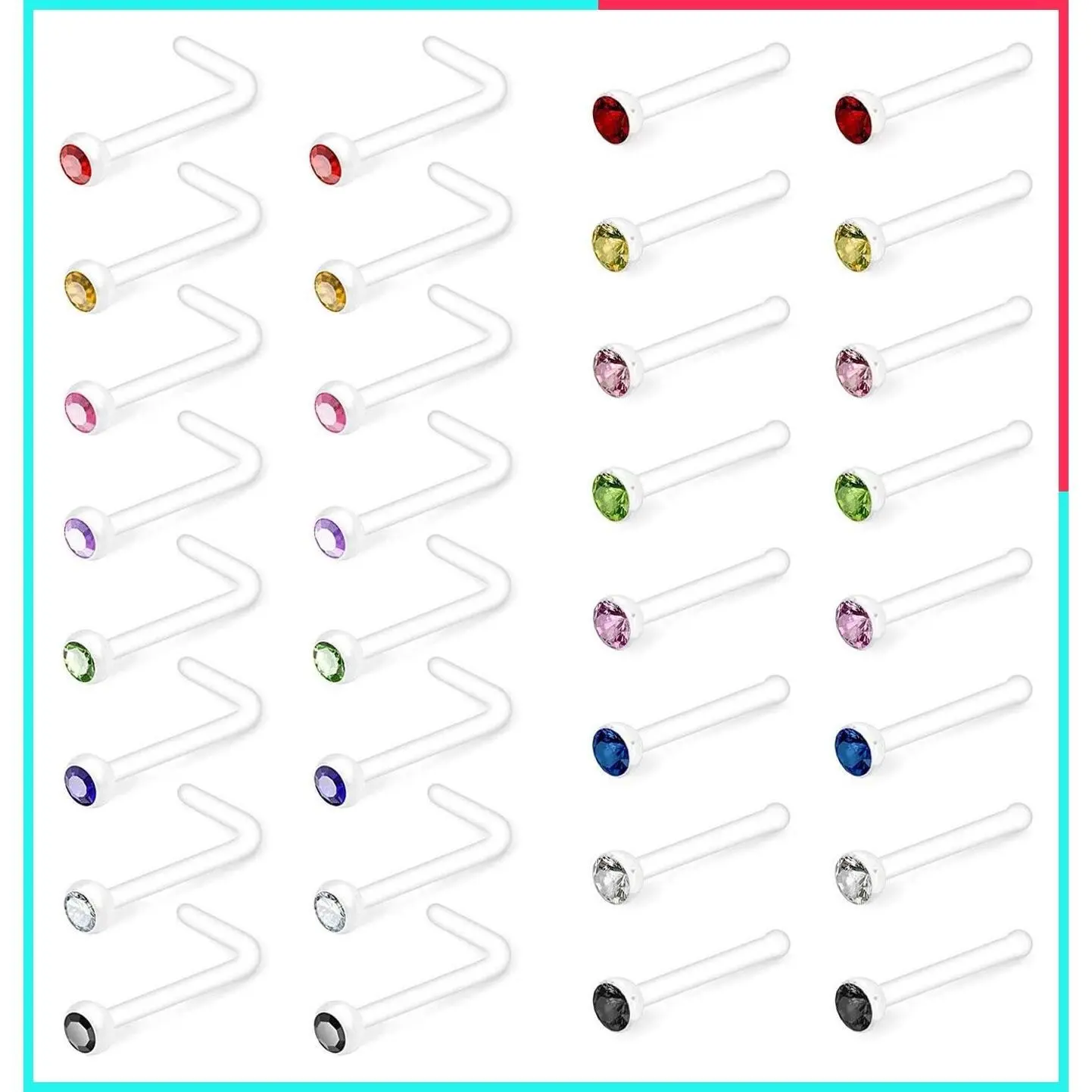 18G 20G Clear Bioflex Nose Studs & Rings - Flexible Invisible Nose Piercing Retainer for Work & Surgery