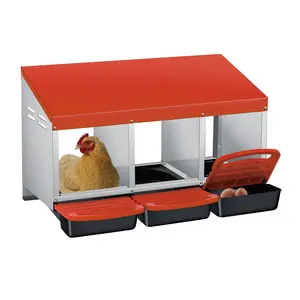 Garvee Galvanized Steel Chicken Nesting Box – 3 Compartments, Roll Away Automatic Egg Tray, Perch & Legs, Wall Mount or Freestanding, Durable Poultry Laying Unit for Hens, Backyard, Farm and Coop