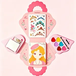 4-in-1 Dress Up Games Set, Princess Art Craft Kits with Makeup Books, Interactive Learning Stickers & Diamond Painting, Mess-Free Safe DIY Art Activity, Travel Toys, Ideal Birthday for Girls 4-8+