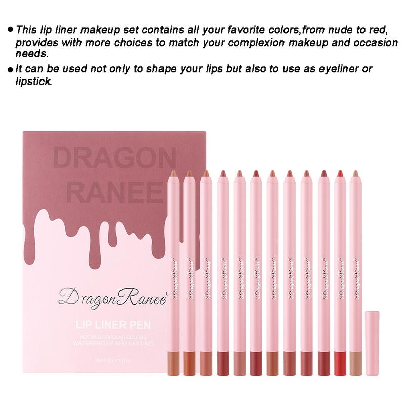 Multi Stick Lip Liner, 12pcs/set Long Lasting Lip Liner Kit, Waterproof Matte Lip Liner Pencil Suitable for All Occasions Makeup