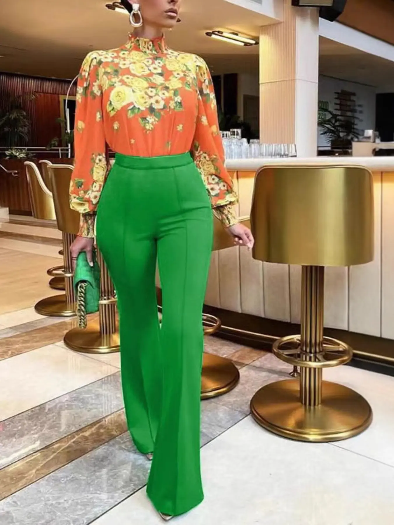 Women’s High Waisted Flare Leg Pants, Bell Bottom Dress Pants, Business Casual Pull on Stretch Work Trousers, Comfortable and Stylish