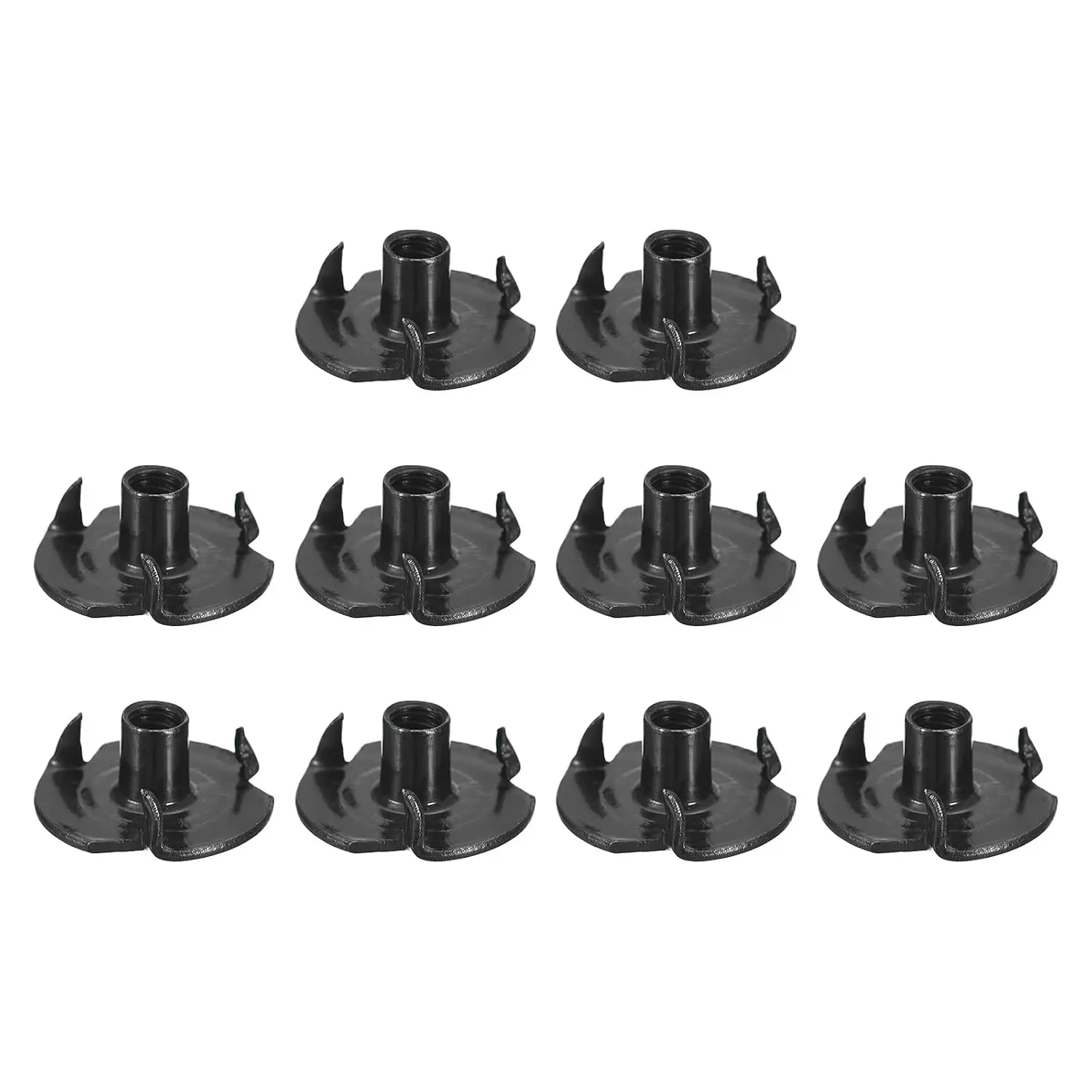 #8-32 T-Nuts, Zinc-Plated Carbon Steel 3-Pronged Tee Nuts Threaded Inserts for Climbing Holds and  Working, Black 50 count